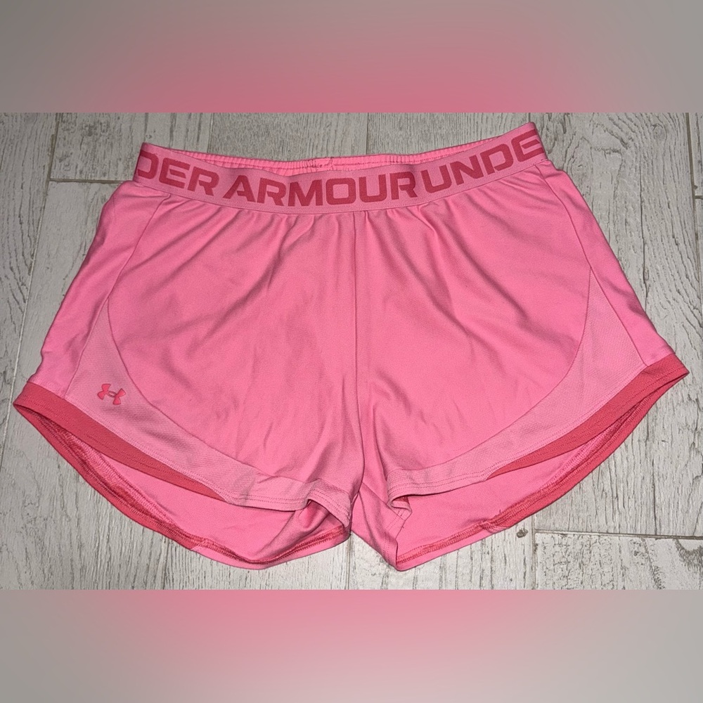Neon Pink Under Armour Shorts/Women’s size Large/Gently Used